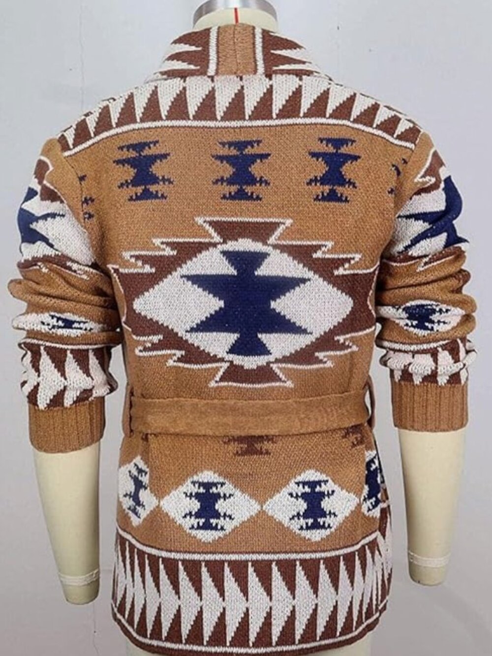 NWOT BSXDIKJU Southwestern Jacquard Belted Shawl Cardigan Sweater - Size X Large - Picture 4 of 4